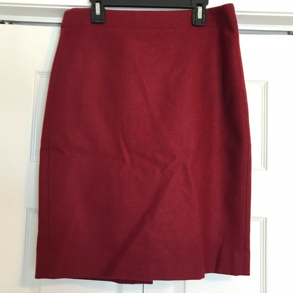 J. Crew Skirts Jcrew Burgundy Wool Pencil Skirt Size 4 Poshmark